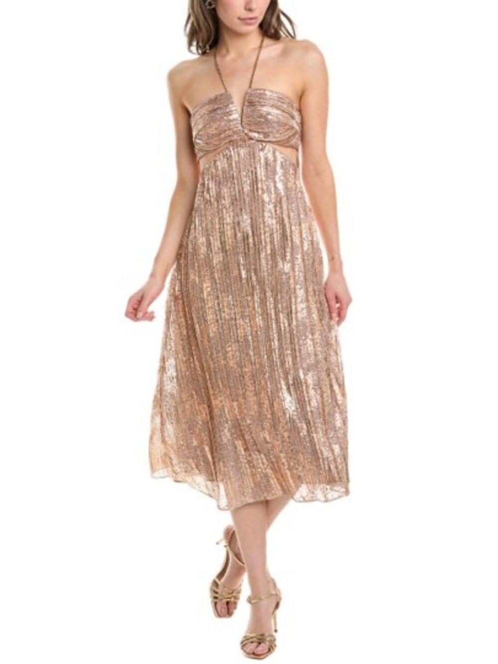 Liv Foster Foil Cut Out Midi Dress